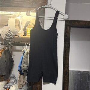 Black Scoop Neck Active Romper